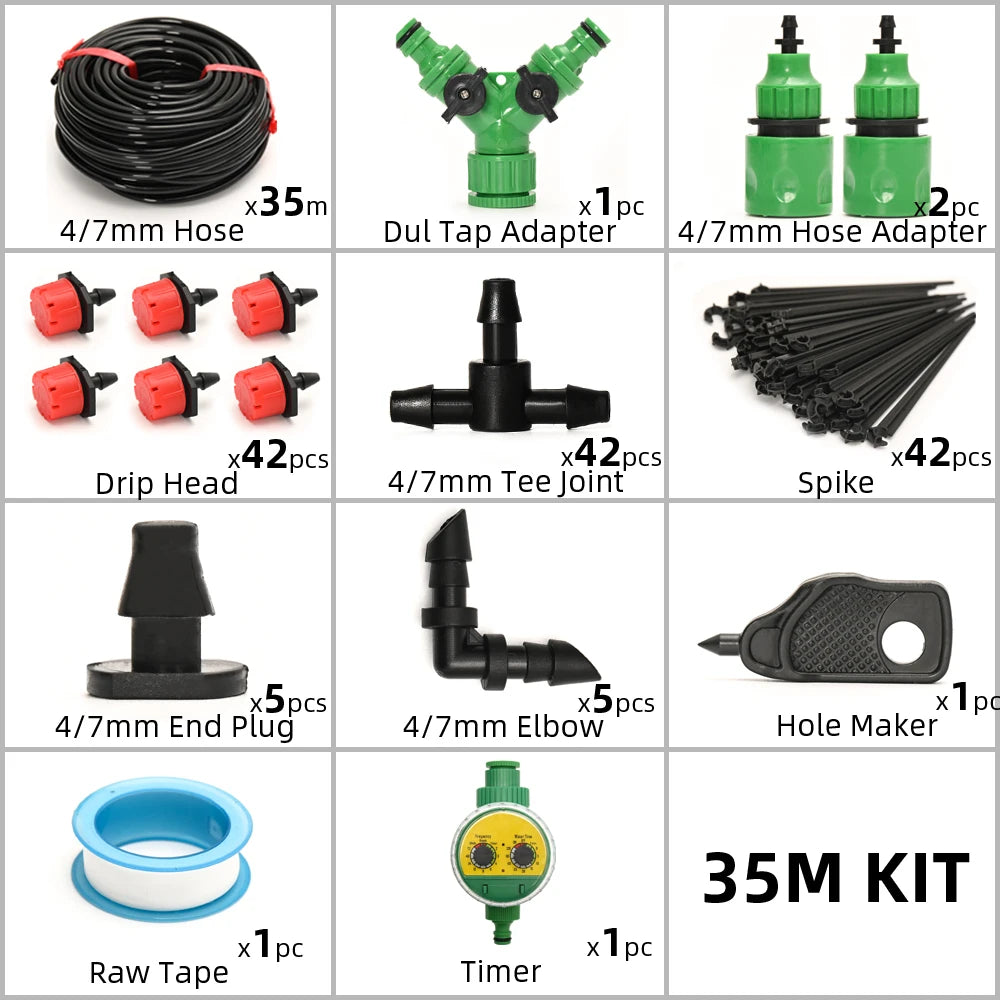 Automatic Drip Irrigation System – Garden Watering System with Timer & Micro-Drippers