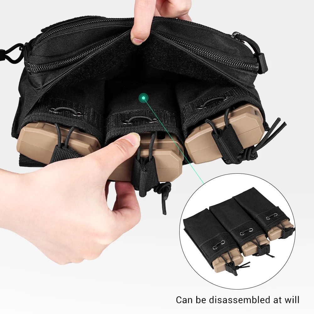 Tactical Triple Magazine Pouch – 5.56mm & 7.62mm Open Top MOLLE Pouch for Airsoft and Hunting