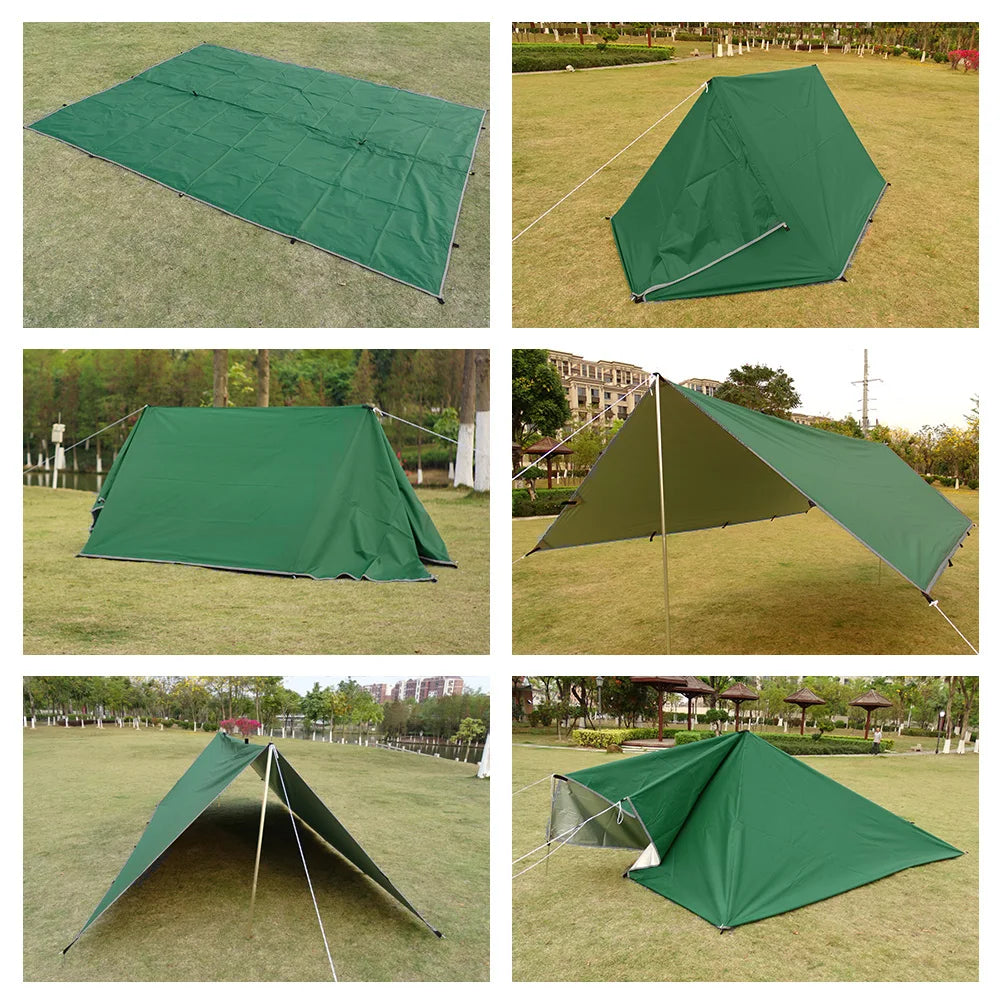 Wasserdichte Zeltplane mit 19 Aufhängepunkten – Leichter taktischer Camping-Sonnenschutz für das Überleben im Freien (3x3, 3x4, 4x4)
