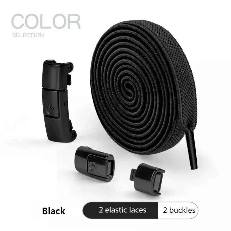 8 mm elastische Schnürsenkel zum Binden – flache Schnürsenkel mit Druckknopfverschluss für Turnschuhe und Freizeitschuhe