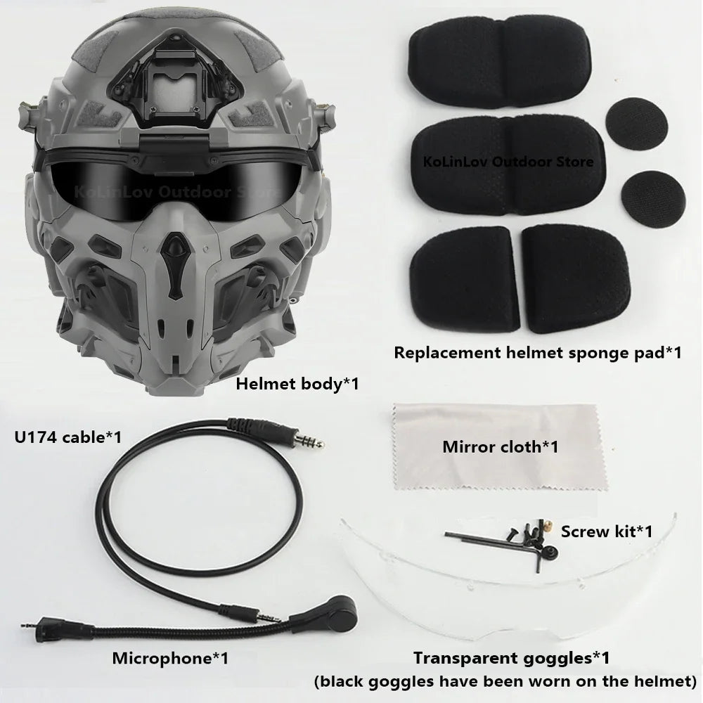 W-Ronin Assault Helmet – Tactical FAST Helmet with Built-in Communication Headset, Anti-Fog Fan and Interchangeable Lens