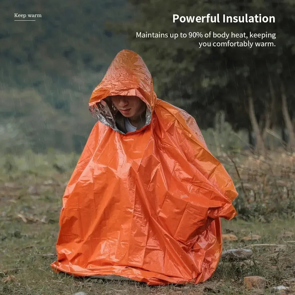 Multifunctionele Regenjas voor Buiten – Waterdichte Overlevingsjas, Reflecterende Kleding voor Camping & Noodsituaties