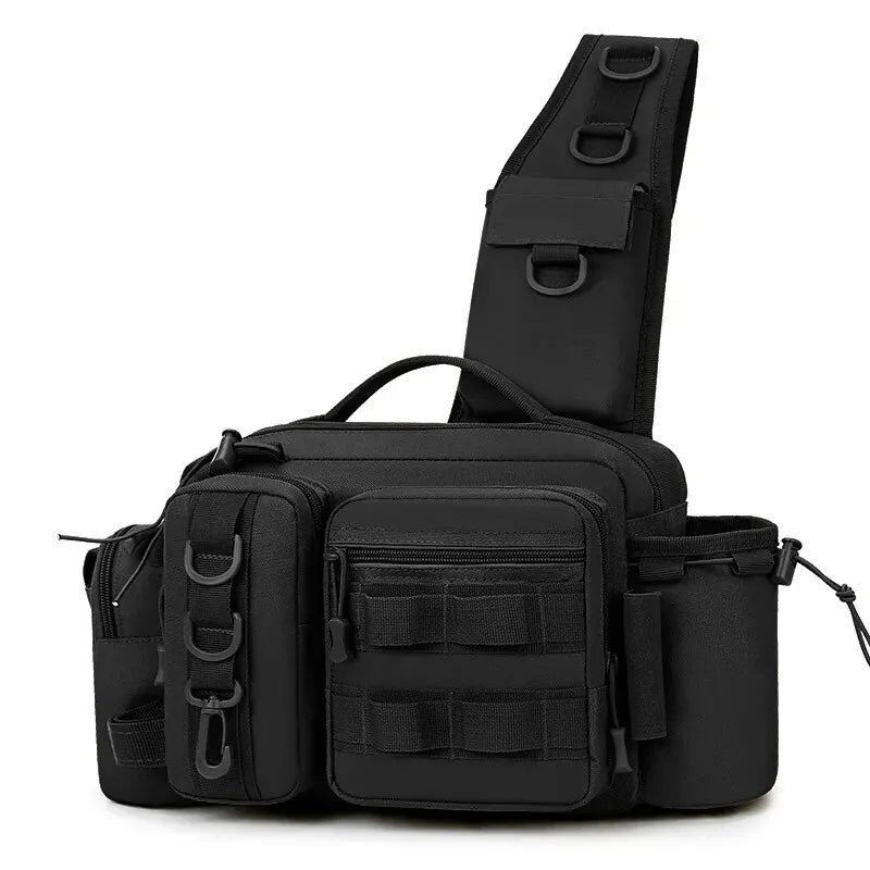 Fishing Tackle Rugzak met Looddoos - Vistechniek Rugtas met Hengelhouder, Fanny Pack en Sling Schoudertas voor Mannen