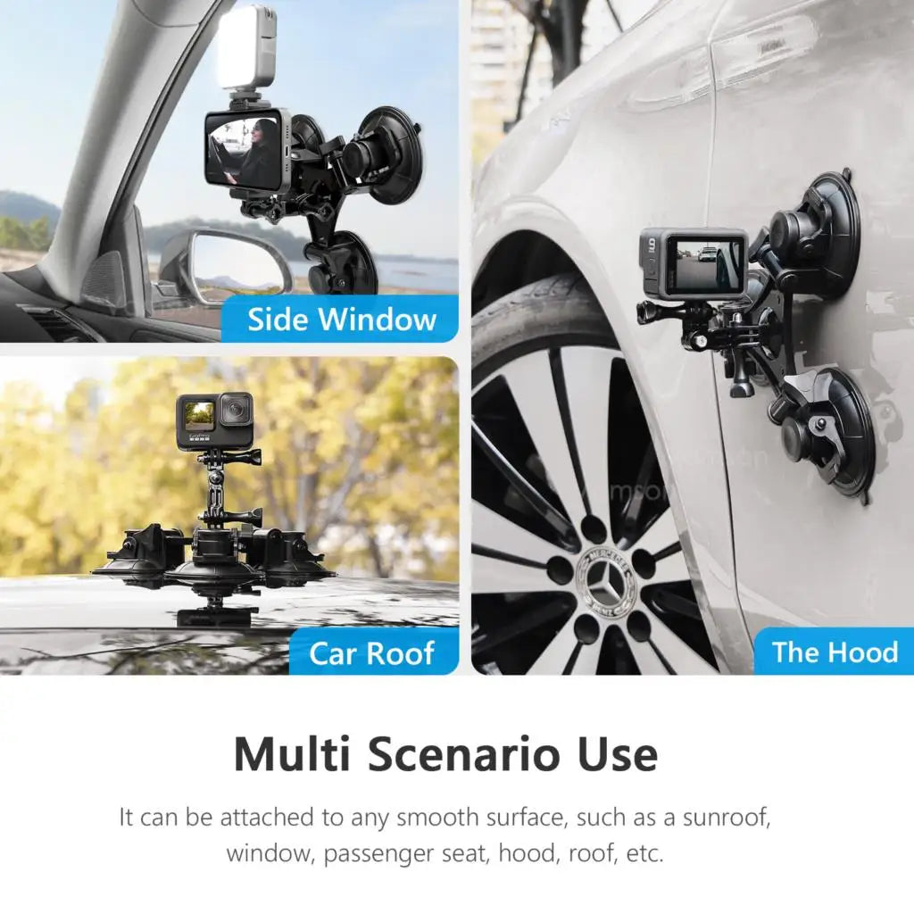 Vamson Dreieck-Saugnapf-Stativhalter – kompatibel mit Insta360, GoPro Hero, DJI Action und Smartphones
