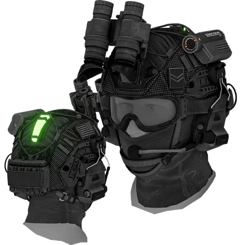Taktisches Airsoft-Helmset – inklusive hochauflösender Kopfhörer, Bicular-Modell, Schutzbrille und Halbgesichtsmaske