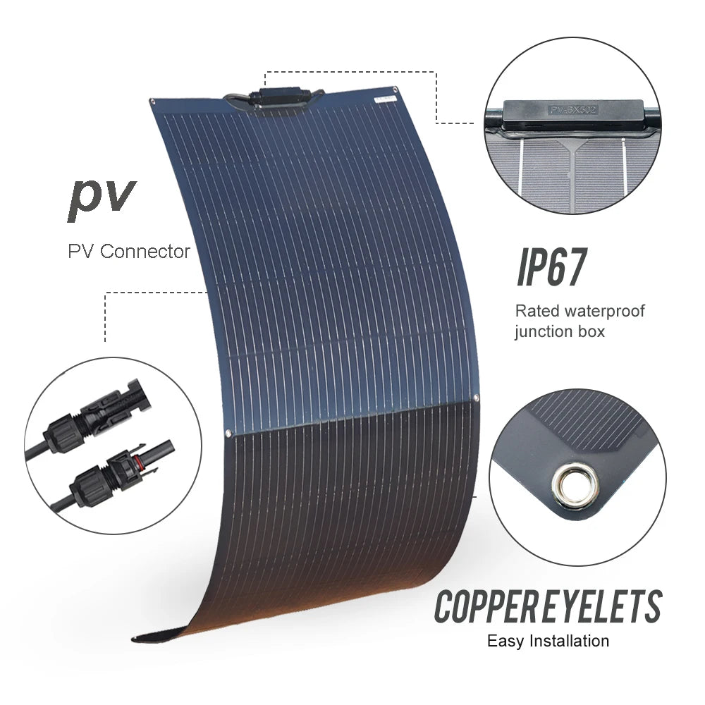 Flexibel Zonnepaneel 12V – 100W/120W/200W/240W/300W Monokristallijn – Ideaal voor Camper, Boot & Balkon