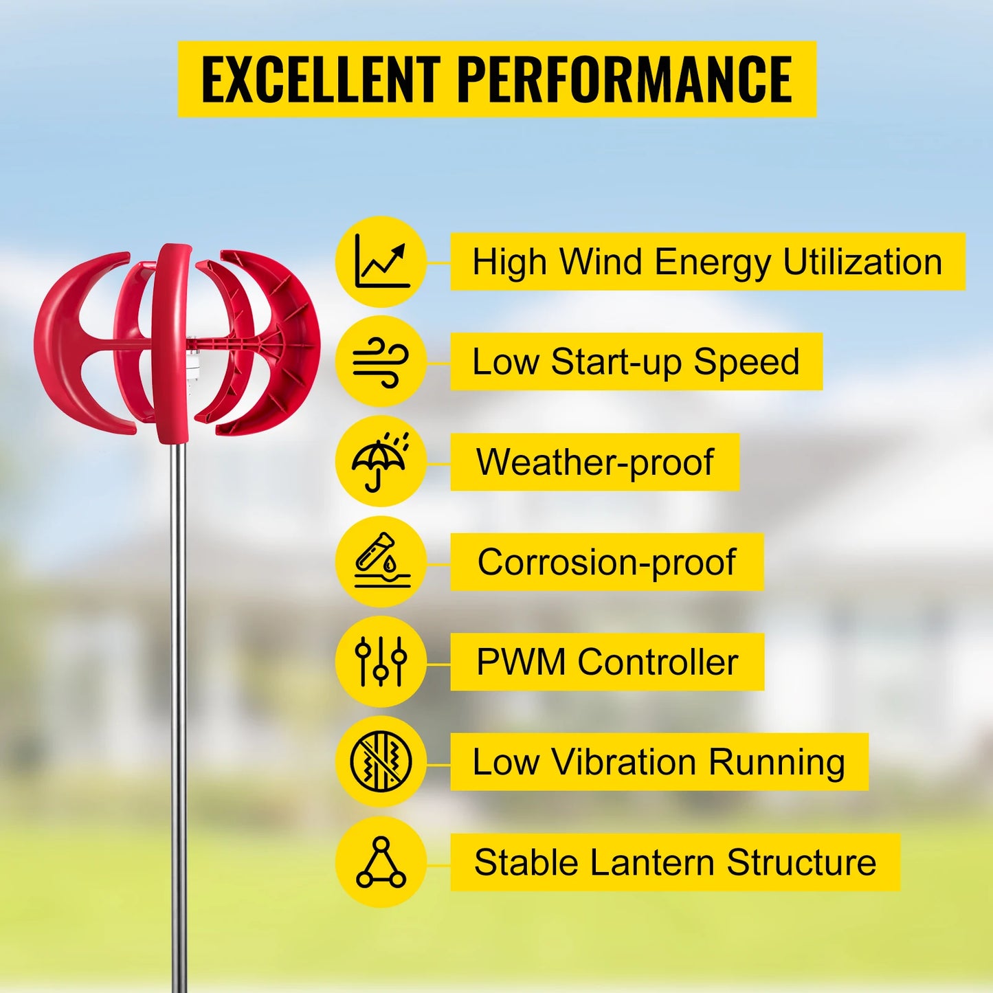 Verticale As Windturbine 12V 100W/400W/600W – Duurzame Energieopwekker met Controller