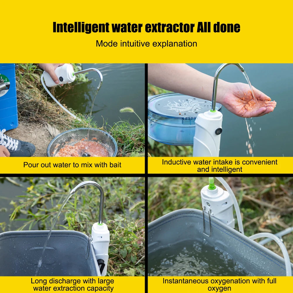 3-in-1-Handwasch- und Angelwerkzeug – Intelligente Sensor-Wasserpumpe mit Sauerstoffzufuhr, LED-Licht und 2600-mAh-Akku