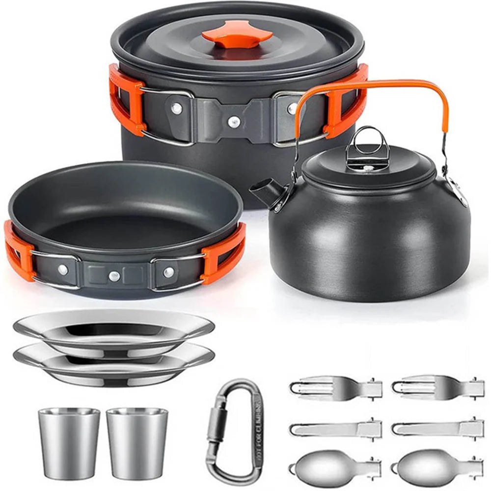 Camping Cooking Set | Outdoor Kookset met Teapot en Non-stick Pannen voor 2-3 Personen