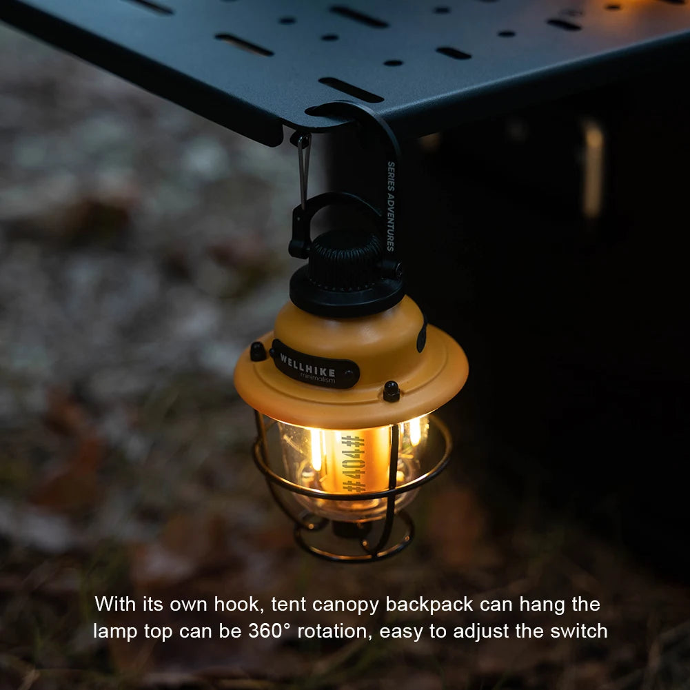 Camping LED Retro Lantaarn | Waterdicht | Dimbare Outdoor Lamp met Type-C Opladen