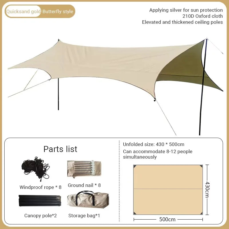 Camping Tarp – Zonnescherm & Regenbescherming voor 2-12 Personen