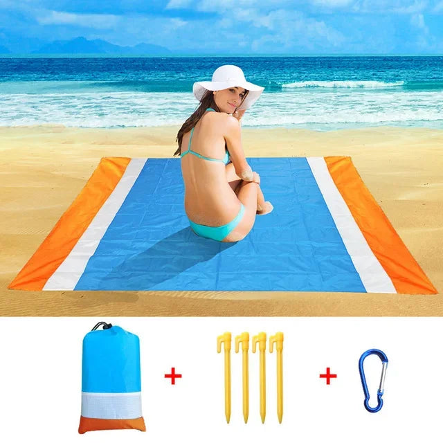 Oversized Beach Towel Mat, Sand-Free en Waterdichte Strandmat, Winddichte Picnic Deken met 4 Haringen voor Buiten en Kamperen