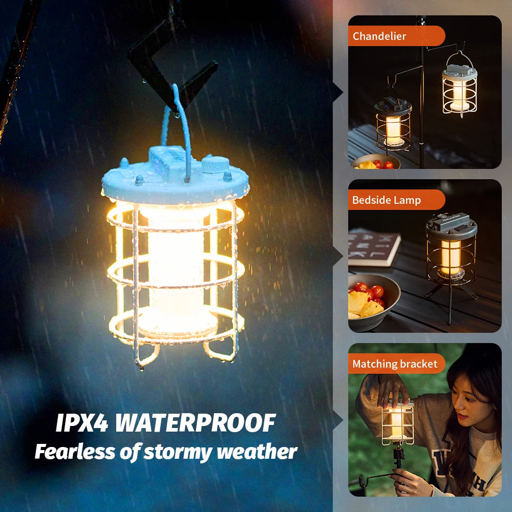 Draagbare Campinglamp | Outdoor Tent Lamp met IPX4 Waterdicht, 2000mAh Oplaadbare Batterij en Instelbare Lumen