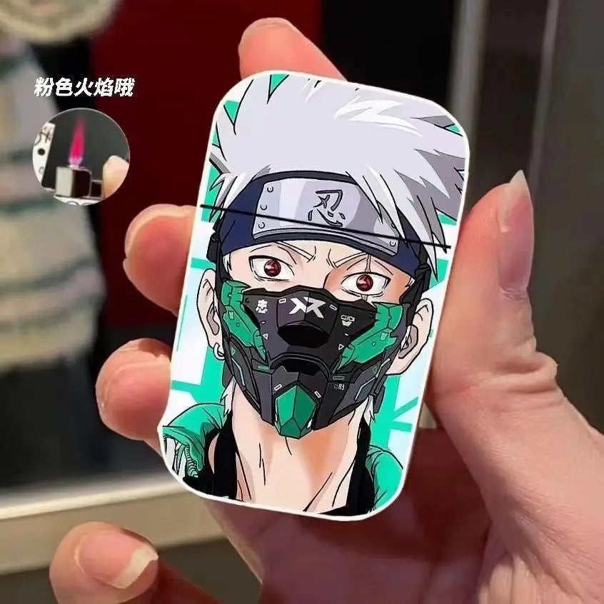Naruto Anime Lichter – Creatieve Metalen Windproof Elektronische Aansteker met Roze Vlam, Perfect Cadeau voor Jongens en Fans