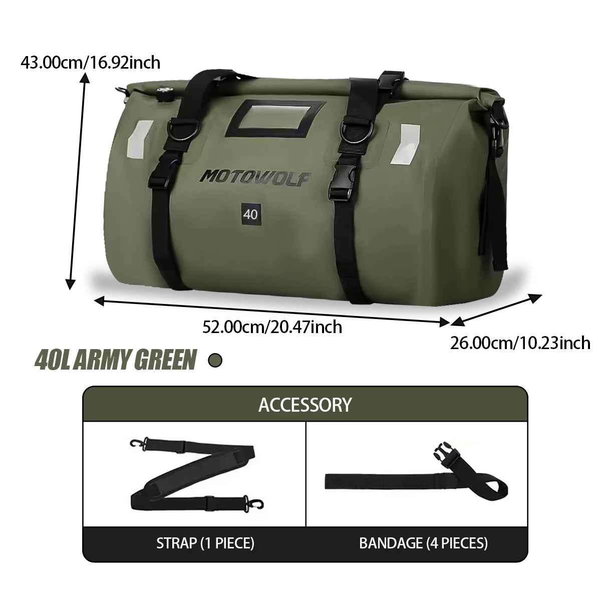 Universele Waterdichte Motor Achtertas - 40L/66L Fiets, Scooter en Camping Bagage, Multifunctionele Luggage Pack met Reflecterende Strips