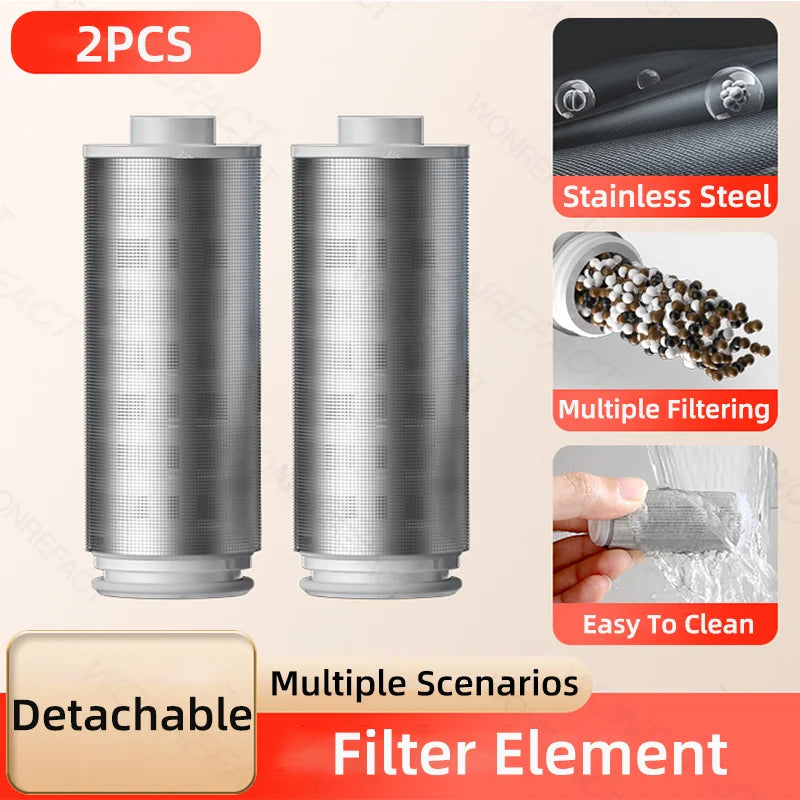 Edelstahl-Wasserfilter fürs Badezimmer – Wiederverwendbarer Messing-Vorfilter mit reinigbarem Filterelement