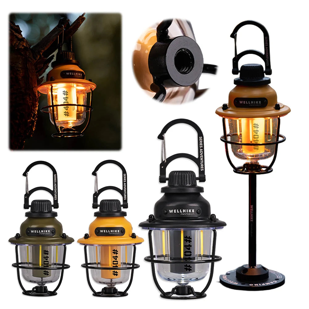 Camping LED Retro Lantaarn | Waterdicht | Dimbare Outdoor Lamp met Type-C Opladen