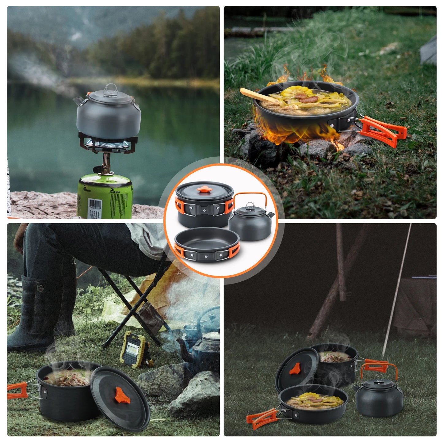 16-delige Aluminium Camping Kookset | Outdoor Kookgerei voor Reizen & Hiking