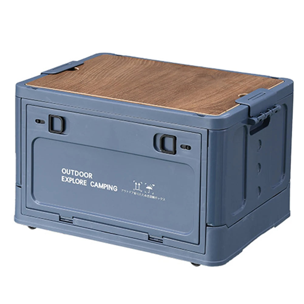 30L Opvouwbare Opbergdoos met Houten Deksel | Draagbare Opslagcontainer voor Thuis, Buiten en Camping