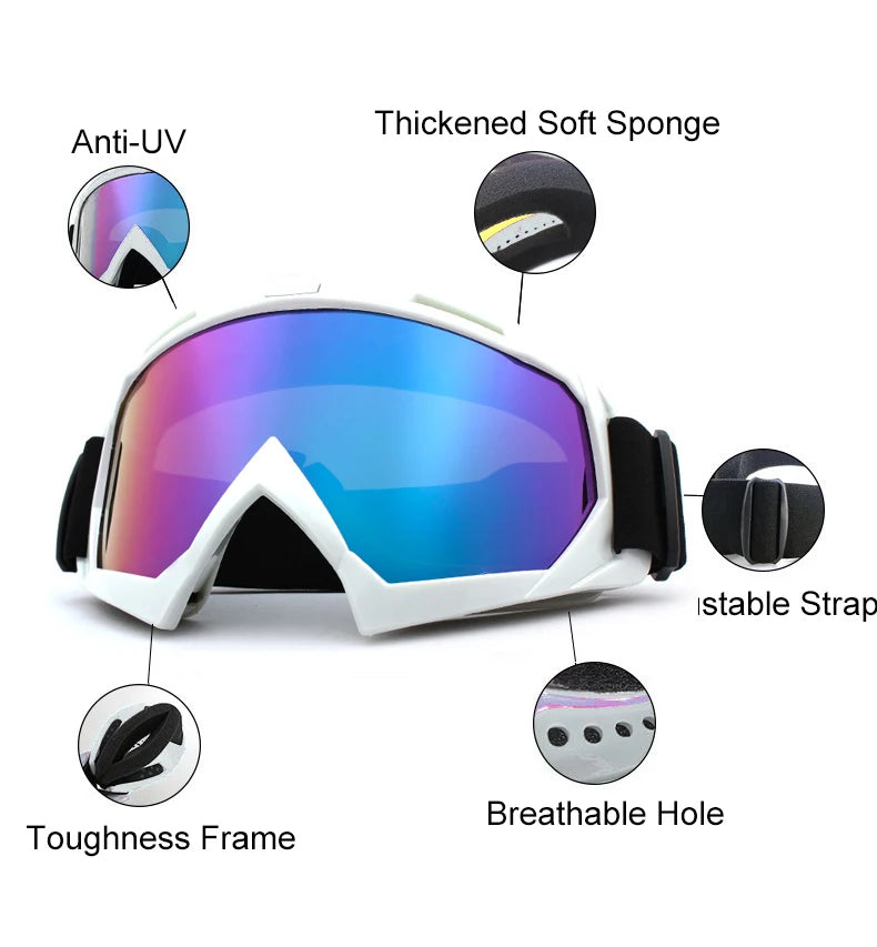 Winddichte Skibrille – Antibeschlag-Taktikbrille für Skifahren, Radfahren und Motocross | UV-Schutz und atmungsaktiv