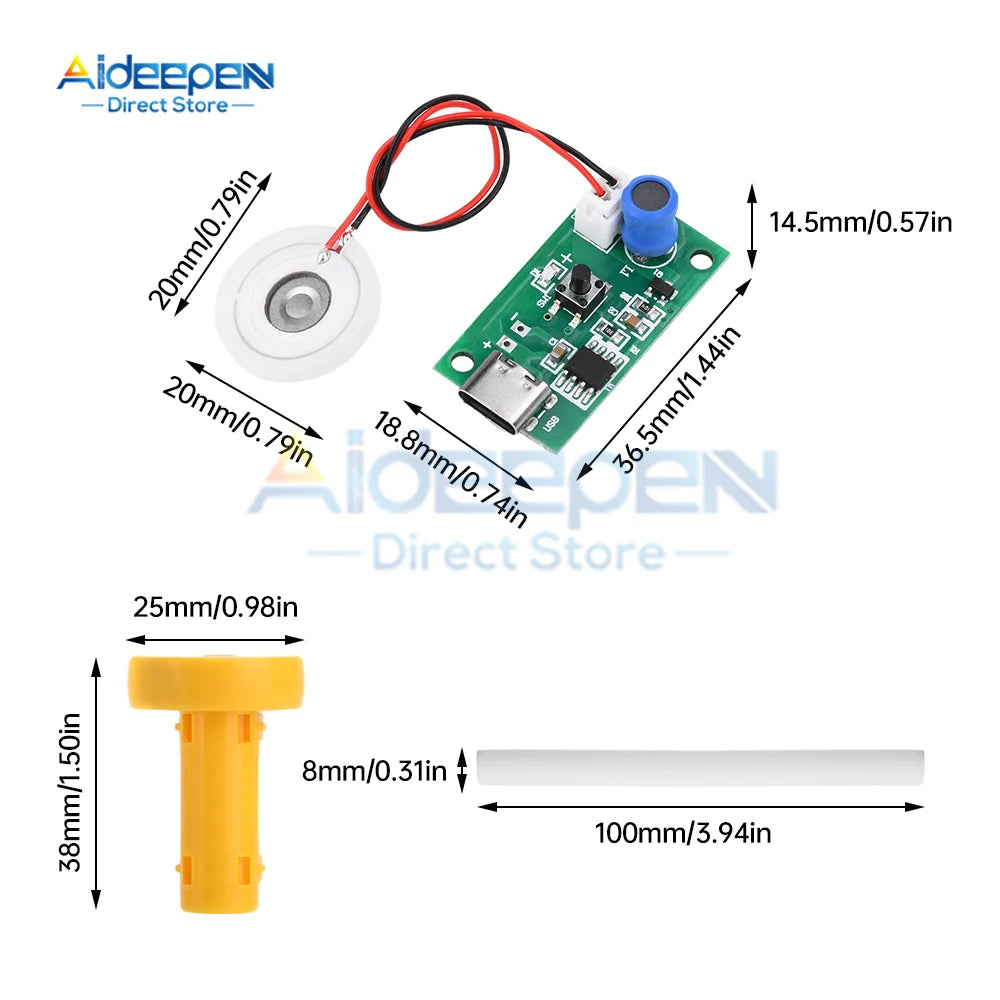 DC 5V Ultrasonische Mist Maker Atomizer – Type-C USB Vernevelaar en Luchtbevochtiger Accessoires