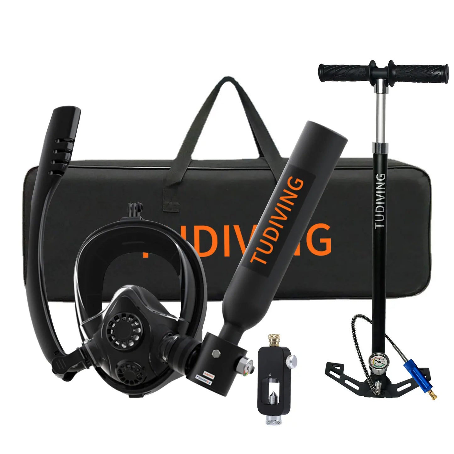 0.5L Scuba Diving Tank Set - Mini Zuurstofcilinder met Volledige Snorkelmasker, Draagbare Reis Duikset voor Scuba Duiken