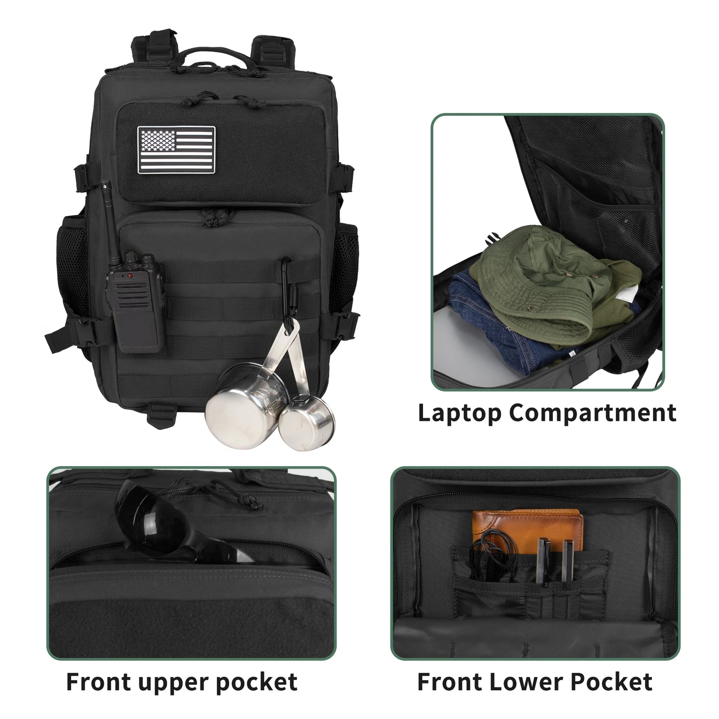 Tactische Rugzak 25L – Outdoor Unisex Legerrugzak met Molle-Systeem voor Hiking, Camping & Klimmen