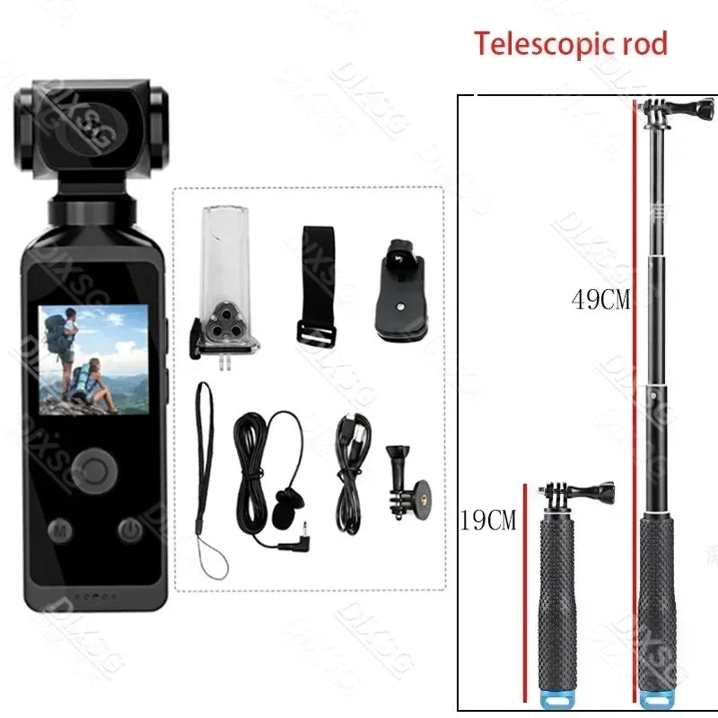 4K Ultra HD Pocket Action Camera - 270° Rotatable Vlog Wifi Mini Sports Camera with Waterproof Housing