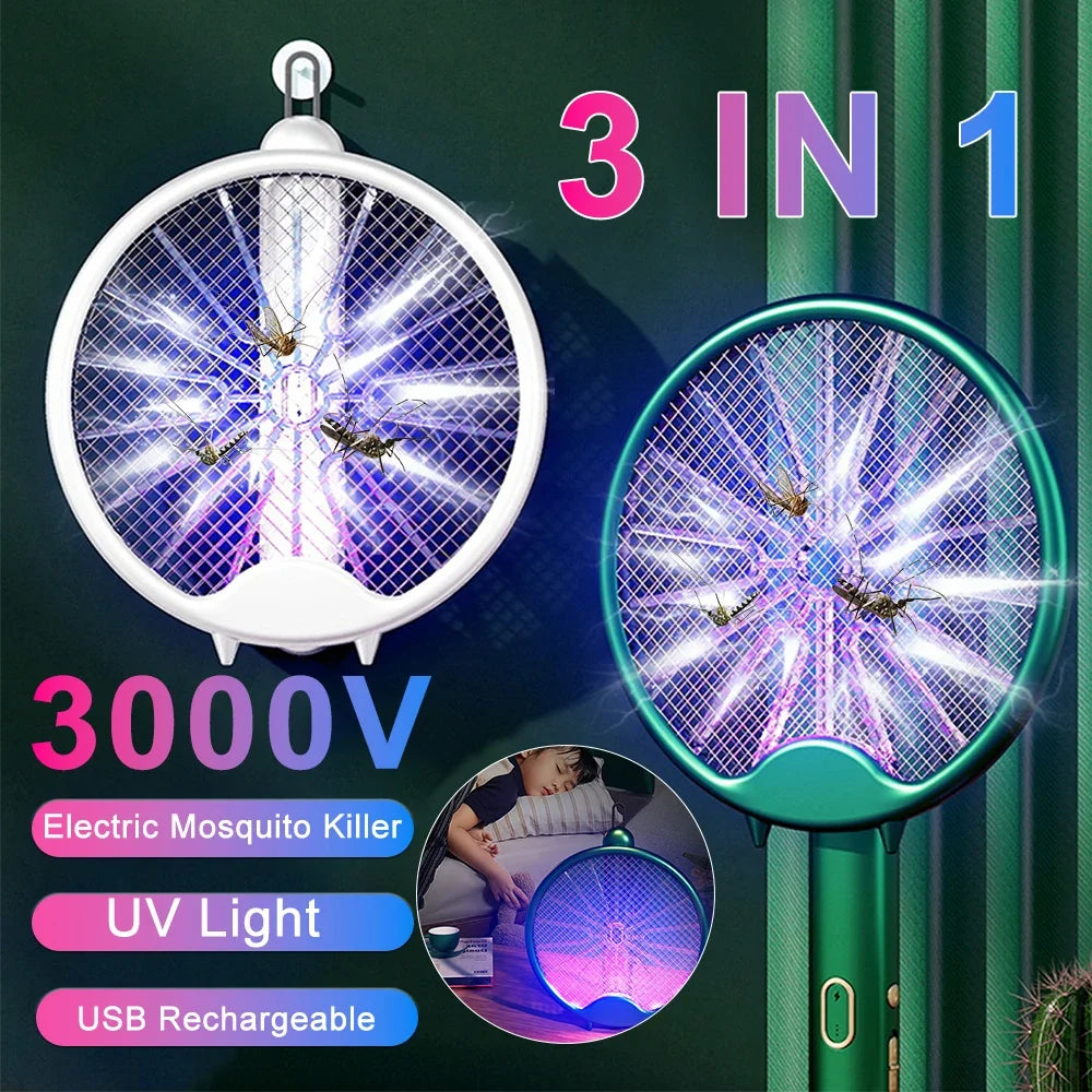 3000V Elektrisch Mosquito Racket, Oplaadbare Insecten Doder Lamp, Vouwbare Mosquito Killer Zapper, USB Oplaadbaar en Veilig voor Binnen en Buiten