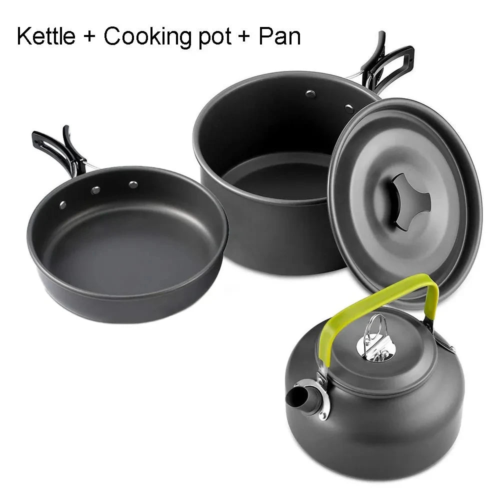 Camping Cooking Set | Outdoor Kookset met Teapot en Non-stick Pannen voor 2-3 Personen