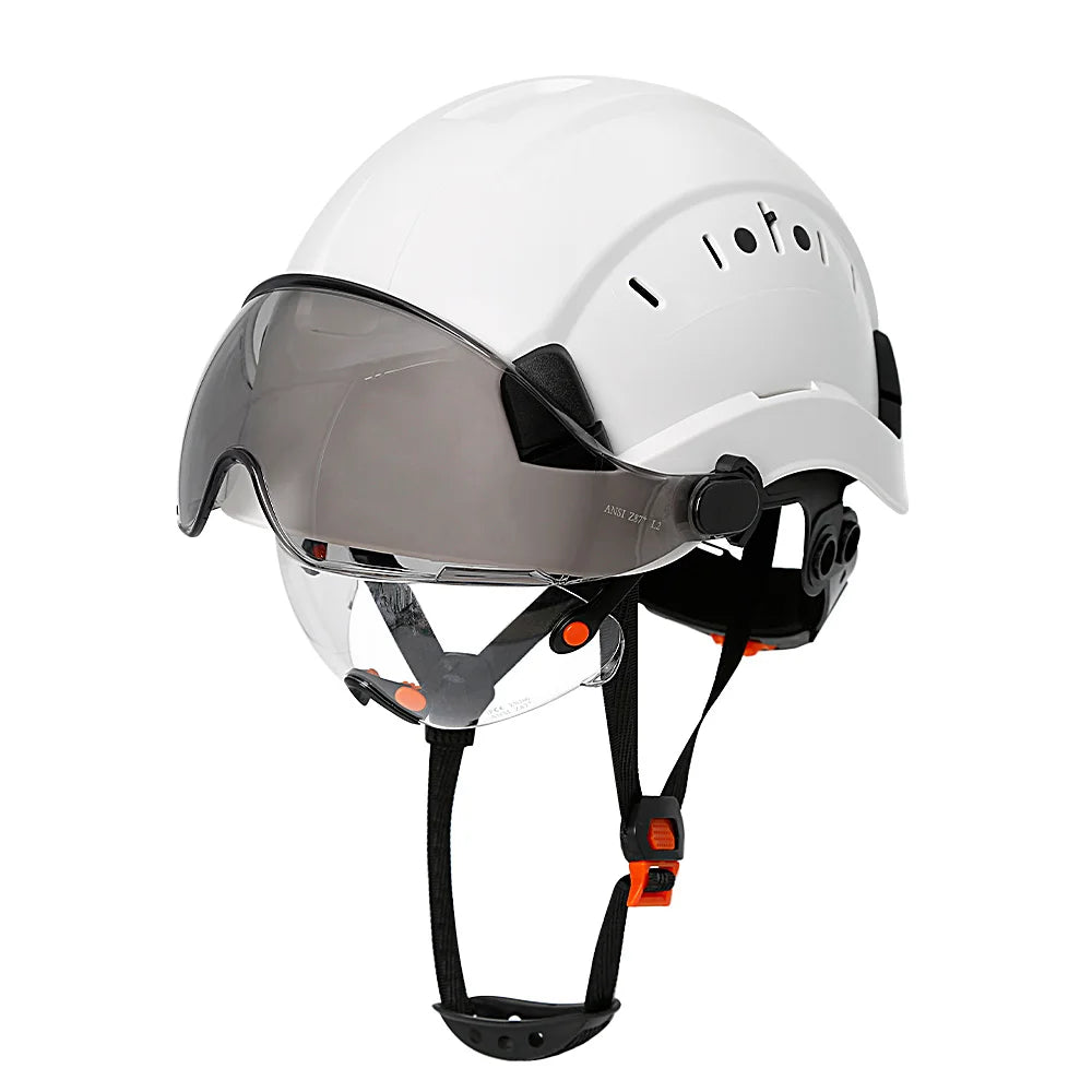 Schutzhelm aus Kohlefaser – Doppelvisier, CE- und KC-zertifiziert, ABS-Schutzhelm für Bau und Rettung