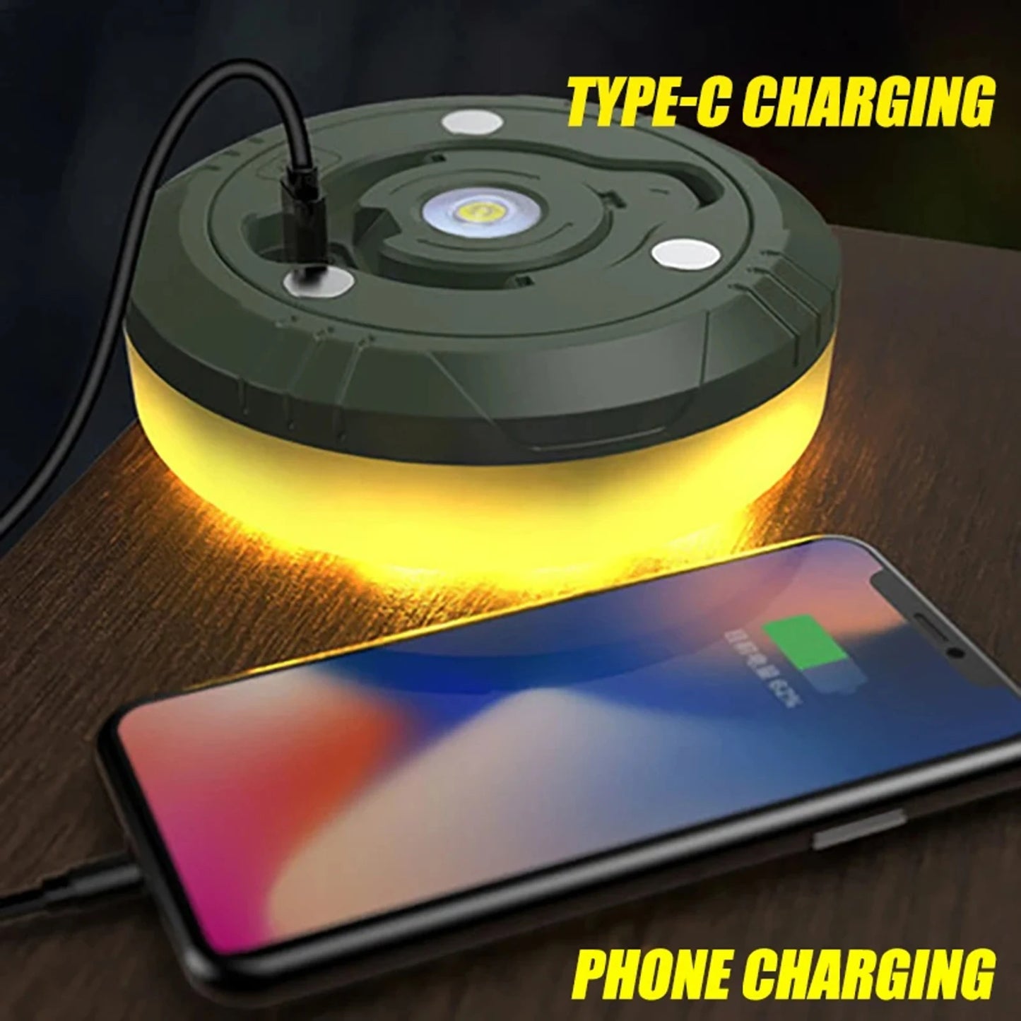 USB Oplaadbare Campinglamp | LED Tentlamp met Magneet & Haak | 10M Lichtstrip (Warm Licht + RGB)