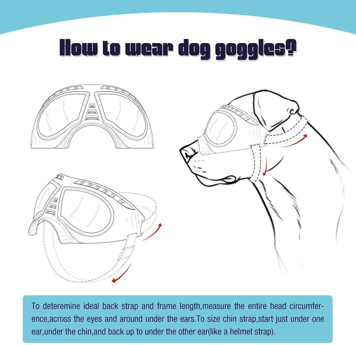 Hundebrille für große Rassen – transparente Anti-UV-Hundesonnenbrille, winddicht, staubdicht, beschlagfrei für mittelgroße und große Hunde