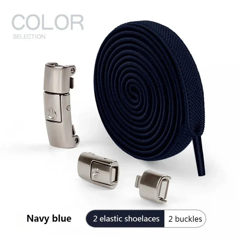 8 mm elastische Schnürsenkel zum Binden – flache Schnürsenkel mit Druckknopfverschluss für Turnschuhe und Freizeitschuhe