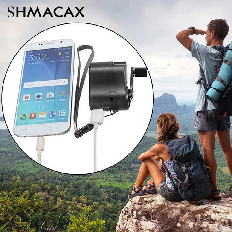 Tragbarer Handkurbel-Dynamo – Notladegerät 5,5 V für Outdoor-Überleben und Reisen