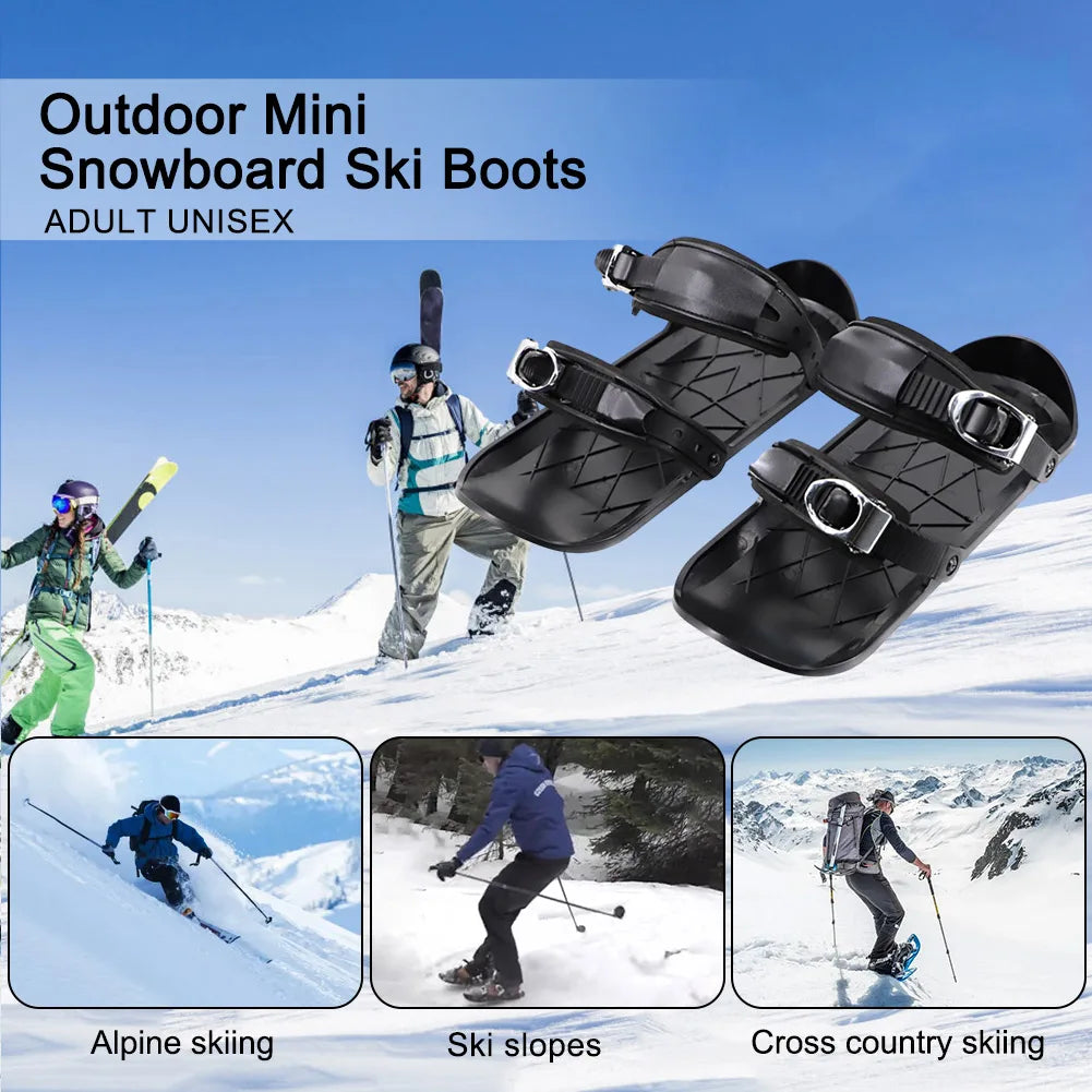Winter-Mini-Ski-Skates – verstellbare kurze Snow-Skates für Anfänger und Fortgeschrittene – kompakt und tragbar