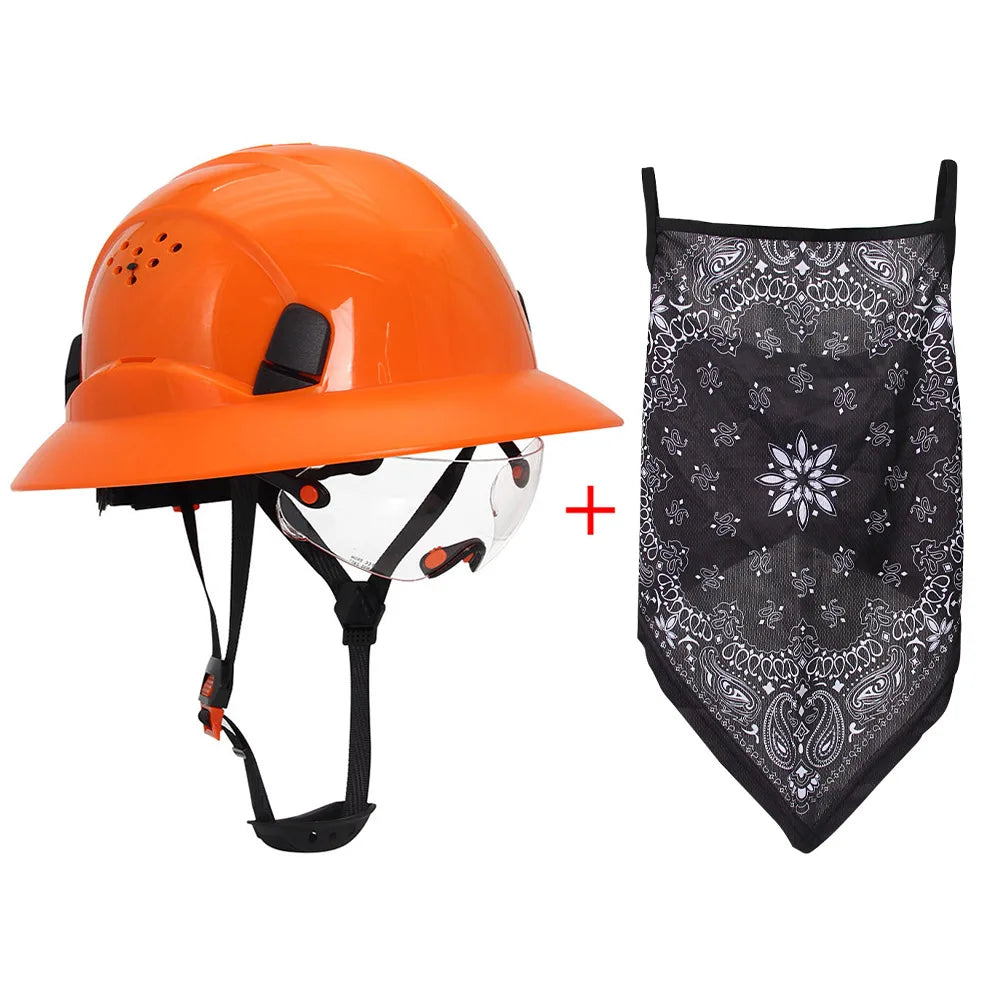 CE-Schutzhelm aus Kohlefaser – Schutzhelm mit voller Krempe, integrierter Schutzbrille und dreieckigem Gesichtsschutz
