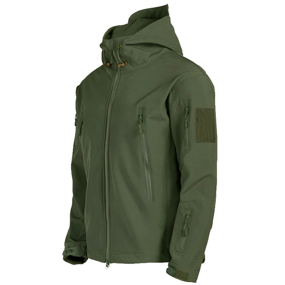 Militaire Softshell Jas Heren – Winddichte en Waterdichte Tactical Jas met Capuchon en Zakken voor Vier Seizoenen