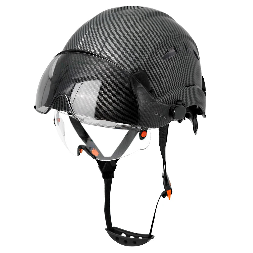 Schutzhelm aus Kohlefaser – Doppelvisier, CE- und KC-zertifiziert, ABS-Schutzhelm für Bau und Rettung