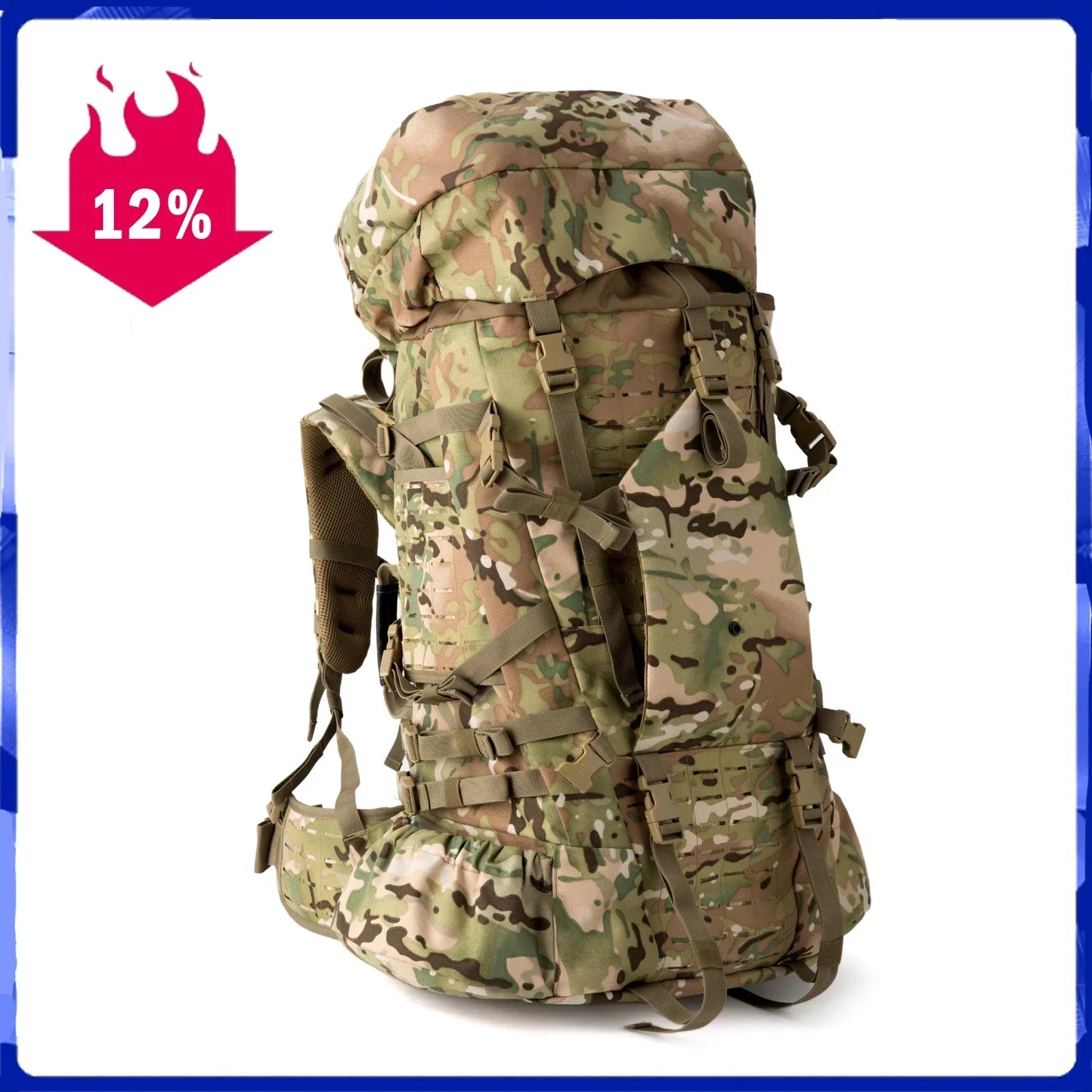 100L Military Tactical Backpack – Waterproof ILBE Army Backpack for Camping & Hiking