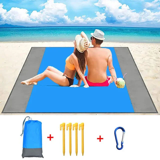 Oversized Beach Towel Mat, Sand-Free en Waterdichte Strandmat, Winddichte Picnic Deken met 4 Haringen voor Buiten en Kamperen