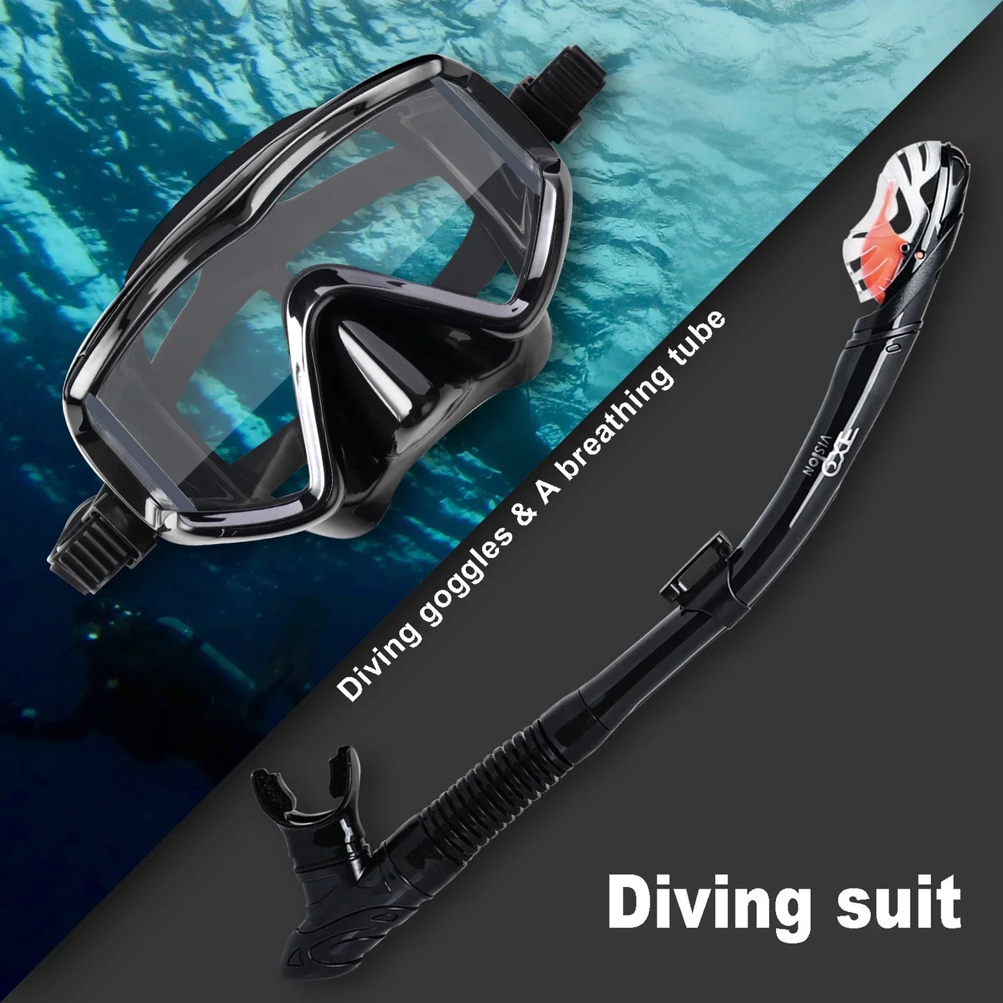 Professionele Snorkelset voor Volwassenen | Anti-Fog Duikbril met Dry Top Snorkel en Pano 3-ramen Masker