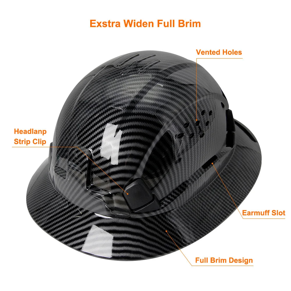 CE-Schutzhelm aus Kohlefaser – Schutzhelm mit voller Krempe, integrierter Schutzbrille und dreieckigem Gesichtsschutz