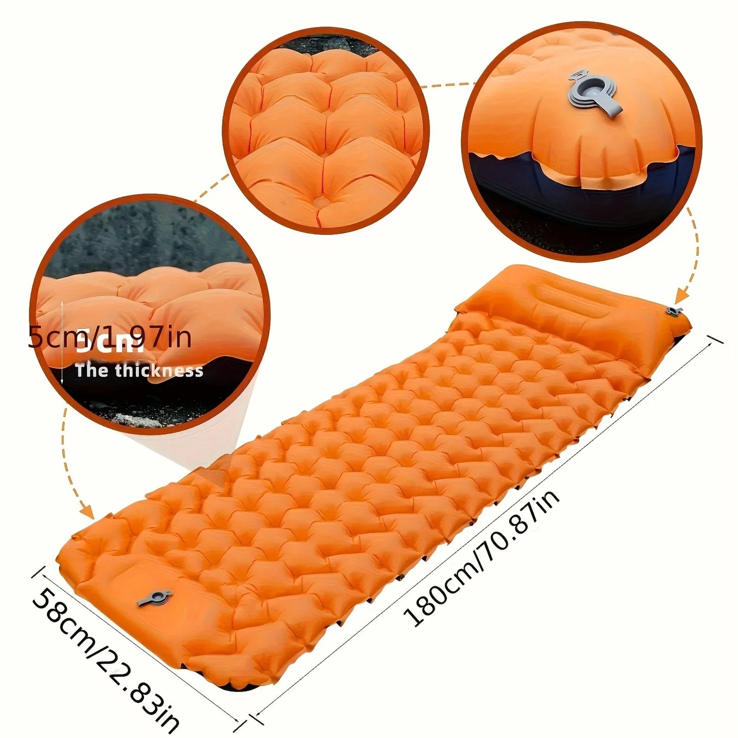 Aufblasbare Campingmatratze mit Kissen – ultraleichte, wasserdichte Schlafmatte für Outdoor-Aktivitäten