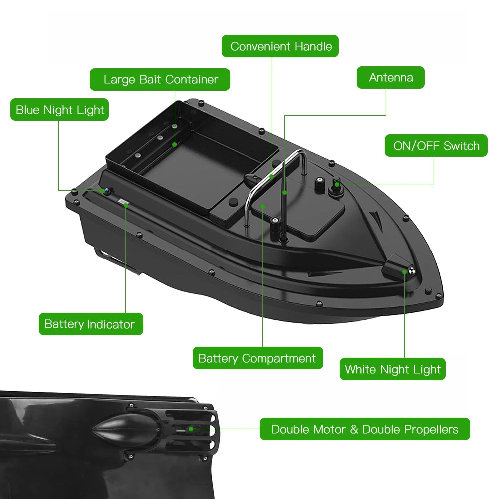 GPS Vissersboot met Bait Containers - Automatische Afstandsbediening Bait Boat, Bereik 400-500m
