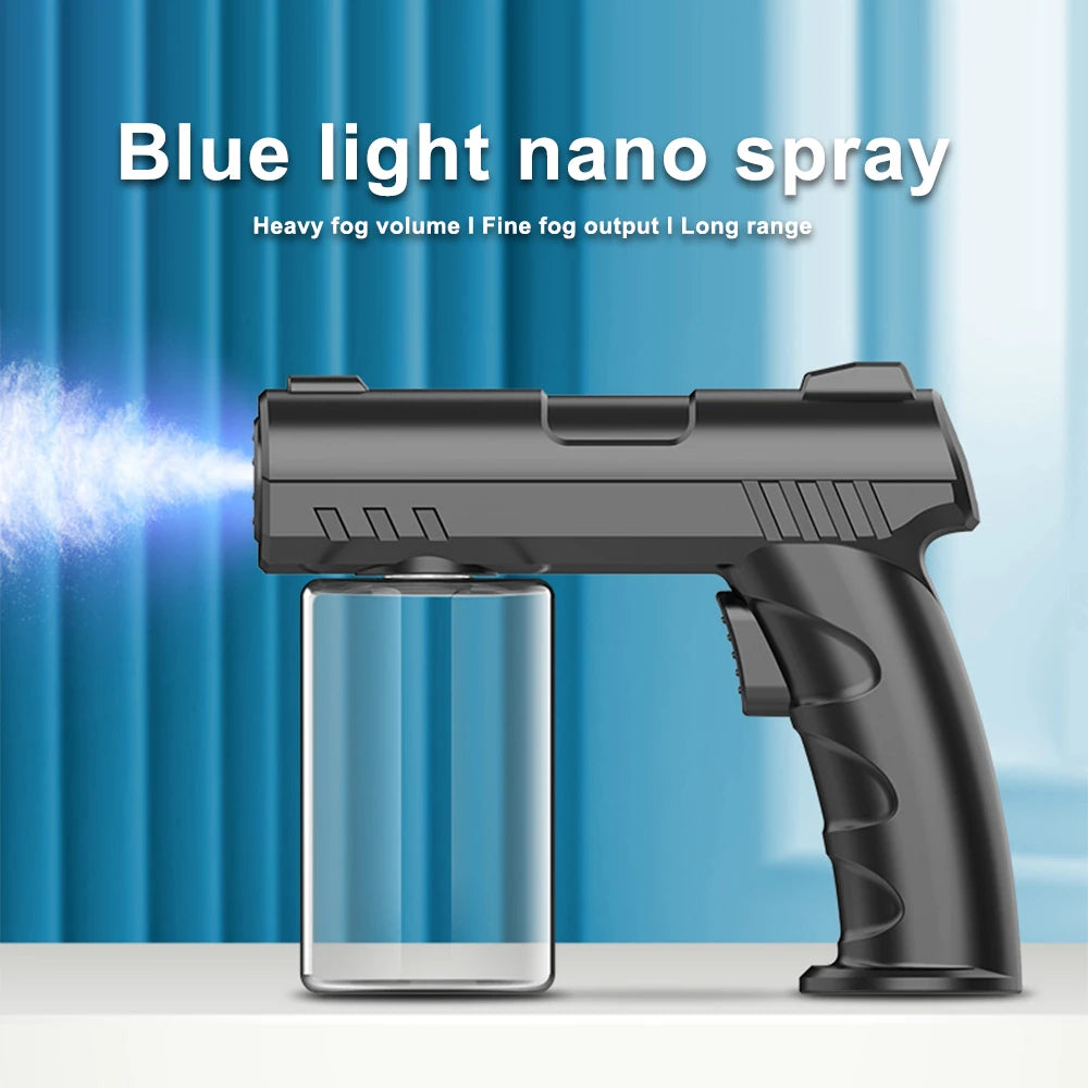 280 ml kabelloser elektrischer Desinfektionssprüher – USB-Nano-Zerstäuber mit blauem Licht für Haus und Garten