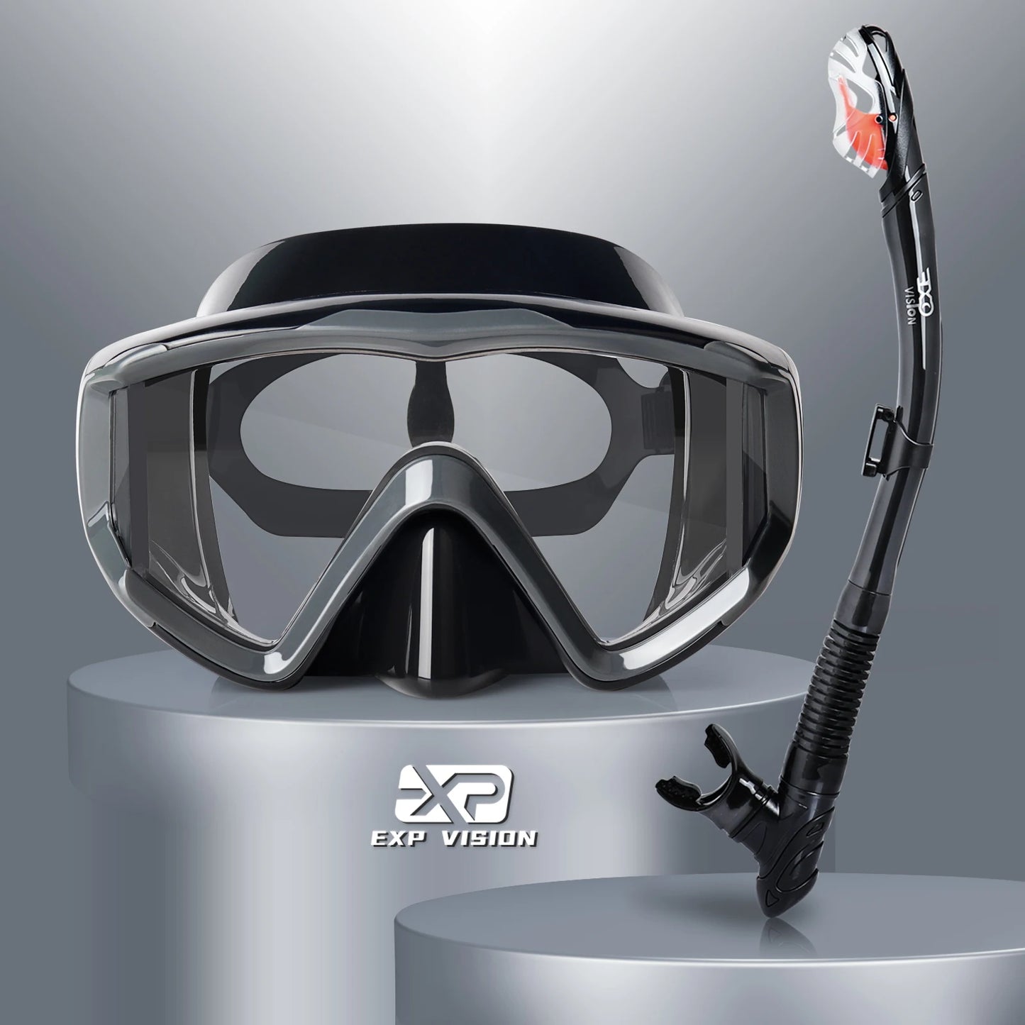 Professionele Snorkelset voor Volwassenen | Anti-Fog Duikbril met Dry Top Snorkel en Pano 3-ramen Masker