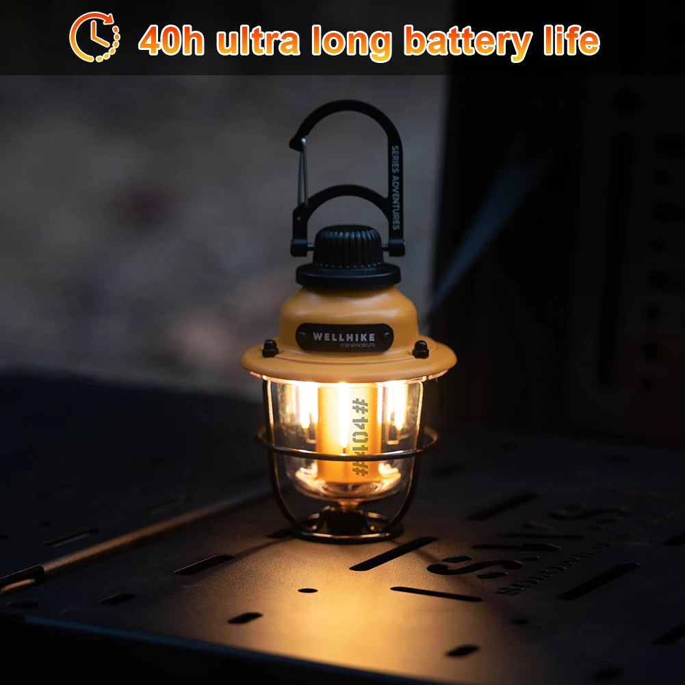 Camping LED Retro Lantaarn | Waterdicht | Dimbare Outdoor Lamp met Type-C Opladen