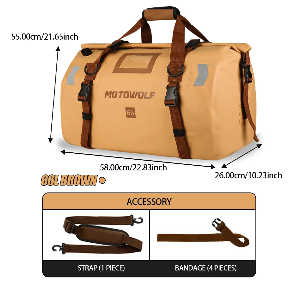 Motorcycle Dry Bag 40L/66L - Waterdichte Reflecterende Duffle Bag voor Reizen, Kamperen, Skiën, Fietsen, en Outdoor Avonturen
