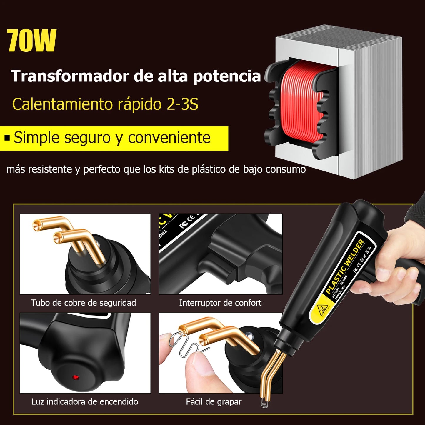 70W Kunststof Lasapparaat – Bumper Reparatie Set, Warmtelaminator, 400x Reparatienagels, EU Plug